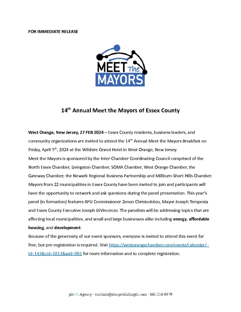 Meet the Mayors Breakfast 2024 – Friday, April 5th, 2024 – 8:30-11:00AM